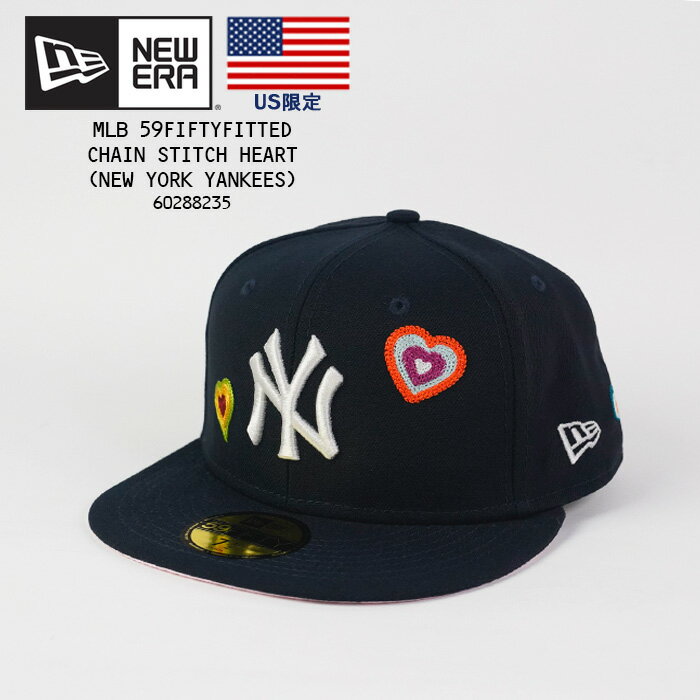 ニューエラ 帽子 キャップ NEWERA 59FIFTYFITTED CHAIN STITCH HEART NEW YORK YANKEES 60288235 Navy ネイビー チェーンステッチハート ニューヨーク ヤンキース MLB メジャーリーグ ベースボール 野球