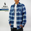 ポロ ラルフローレン ネルシャツ POLO RALPH LAUREN OUTDOOR FLANNEL CLCMPS WORK SHIRTS 710925322001 フランネルワークシャツ チェックシャツ ブルー 青 大きいサイズ メンズ 男性