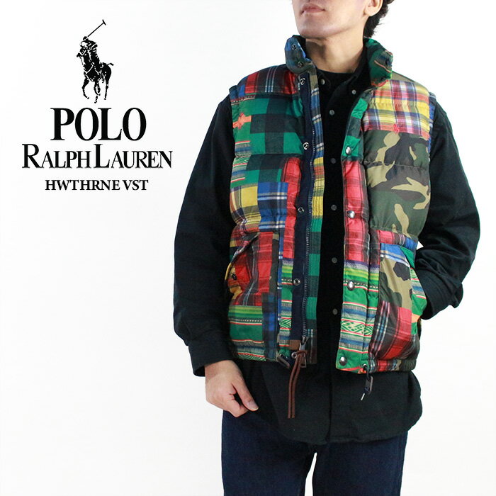 ポロ ラルフ ローレン ダウンベスト メンズ ポロ ラルフローレン ダウンベスト POLO RALPH LAUREN HWTHRNE VST 710716329001 Patchwork パッチワーク スキー ダウン チェック 総柄 秋冬 メンズ 男性