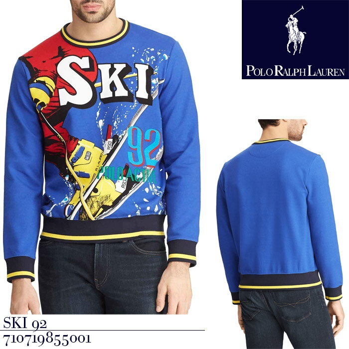 ポロ ラルフローレン スェット ジャージ トレーナーPOLO RALPH LAUREN LS CN M1 ski 92 710719855001 Blue スキー 92年 プリント 長袖 メンズ 男性