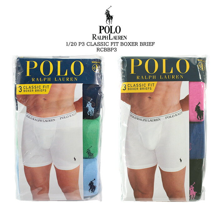 ポロ ラルフローレン ボクサーパンツ メンズ ポロ ラルフローレン ボクサータイプ 3枚セット POLO RALPH LAUREN 1/20 P3 CLASSIC FIT BOXER BRIEF RCBBP3 Pink Blue Black Navy Green メンズ 男性 3枚 ボクサーブリーフ ボクサーパンツ 桃 青 黒 群青 緑 水浅葱