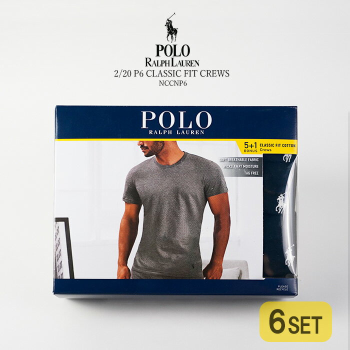 Polo Ralph Lauren ポロ ラルフローレン クルーネック Tシャツ 6枚組 POLO RALPH LAUREN 2/20 P6 CLASSIC FIT CREWS NCCNP6 Black シンプル ワンポイント 6枚セット アンダーウェア インナー メンズ 男性