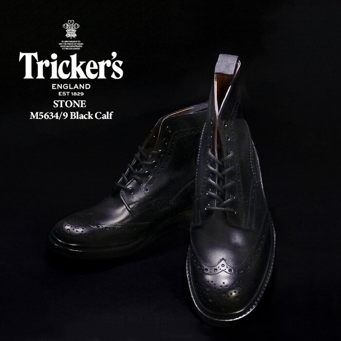 トリッカーズ ストウ 革靴 trickers STOW DAINITE SOLE M5634/9 Black Calf ダイナイトソール 短靴 ラウンドトゥ ウイングチップ コンフォートシューズ タウンシューズ カジュアル フォーマル 靴 メンズ 男性