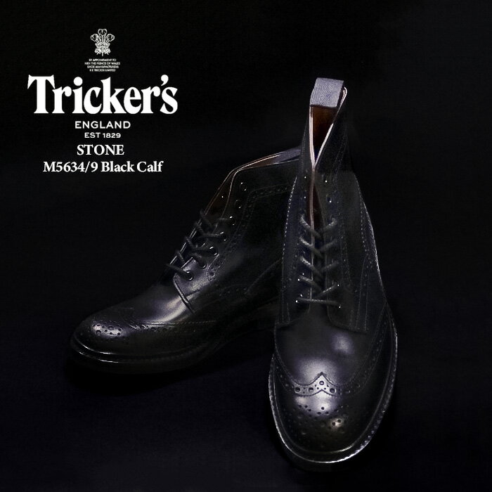 レビューでクーポン★トリッカーズ ストウ 革靴 trickers STOW DAINITE SOLE M5634/9 Black Calf ダイナイトソール 短靴 ラウンドトゥ ウイングチップ コンフォートシューズ タウンシューズ カジュアル フォーマル 靴 メンズ 男性