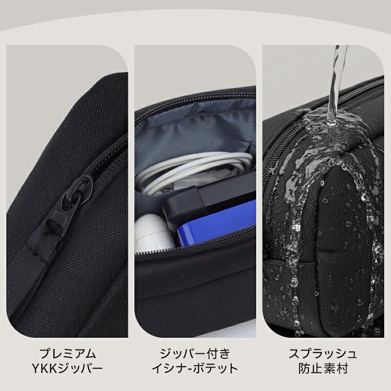 【オープン記念！20％OFFクーポンあり】ガジェットポーチ 防水素材 大容量 小物入れ 5ポケット ケーブル収納 充電器 モバイルバッテリー 衝撃吸収 PCアクセサリー スタンド式 収納 ツールポーチ バッグインバッグ ツールバッグ スタンドツールポーチ 旅行 出張 収納ポッチ nestheaven-10000010 NestHeaven.楽天市場店 サンプル画像2
