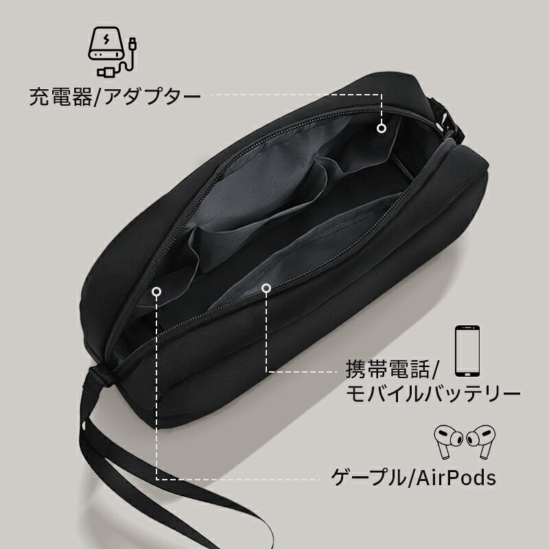 【オープン記念！20％OFFクーポンあり】ガジェットポーチ 防水素材 大容量 小物入れ 5ポケット ケーブル収納 充電器 モバイルバッテリー 衝撃吸収 PCアクセサリー スタンド式 収納 ツールポーチ バッグインバッグ ツールバッグ スタンドツールポーチ 旅行 出張 収納ポッチ nestheaven-10000010 NestHeaven.楽天市場店 サンプル画像3