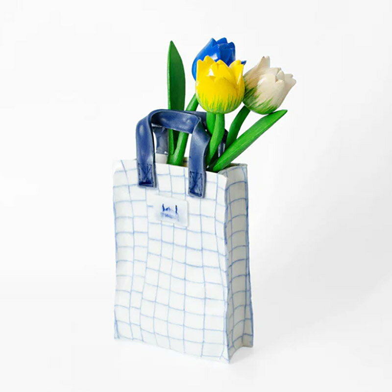 Rakuten - Saori M Stoneware 練込 ハンドバッグ型 フラワーベース H18 磁器 小物入れ 日本 アメリカ 花瓶 おしゃれ かわいい
