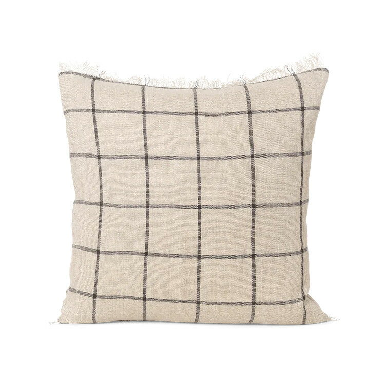 Rakuten - 【在庫あります】Ferm Living Calm クッション キャメル／ブラック 50x50cm フェザー＋ダウン中材入り カーム おしゃれ インテリア雑貨 ファームリビング 北欧 デンマーク 日本正規販売店品