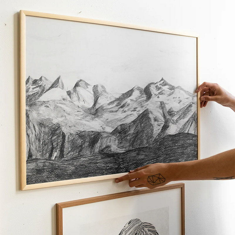スウェーデン Fine Little Day B.V.T. 山の風景画 ポスター 70x50cm アートポスタ...