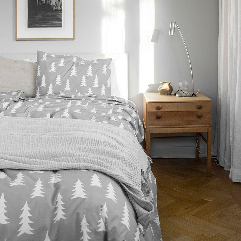 Fine Little Day 掛け布団カバー 枕カバー ベッドリネン セット モミの木柄 グレー ファインリトルデイ 北欧 スウェーデンの写真