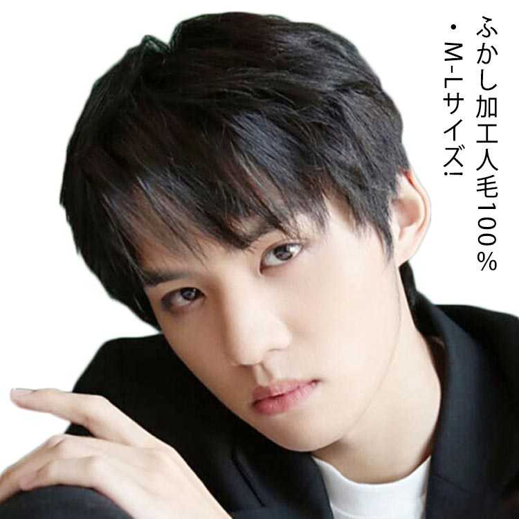 【送料無料】薄毛 かつら 黒髪 自然 フルウィッグ ショート メンズ ウィッグ 男性用かつら 医療用 メンズウィッグ 人毛!