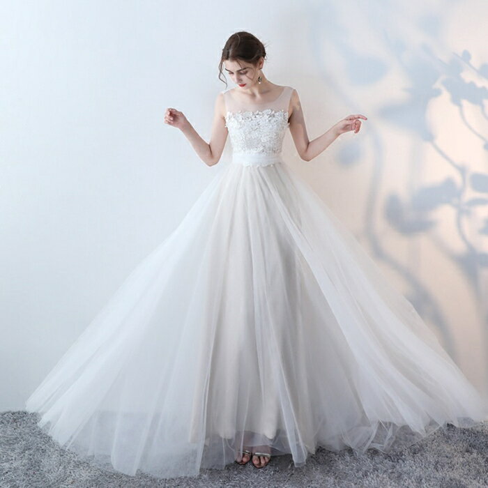 【送料無料】ロングドレス 花嫁ドレス ファスナー ライトドレス ウェディングドレス 海外挙式 結婚式/二次会ドレス 大きいサイズ 二次会