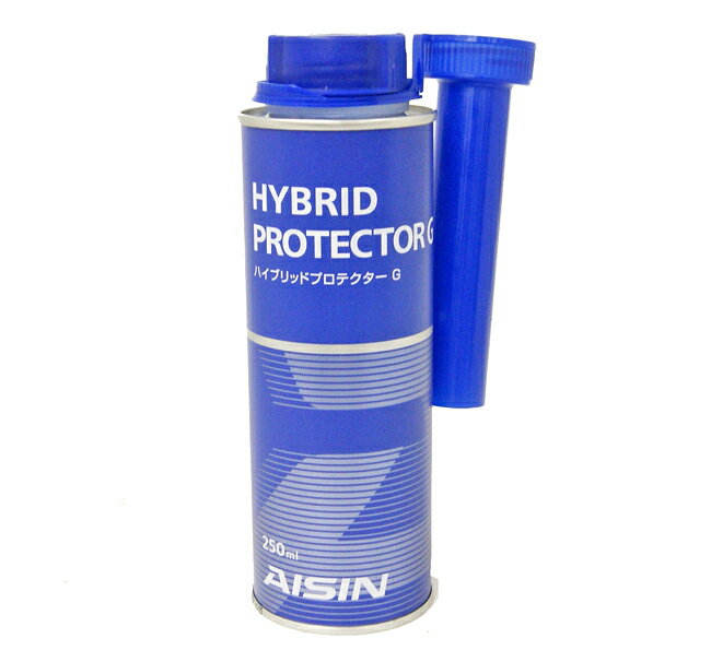 AISIN ガソリン添加剤 ハイブリッドプロテクターG 250ml ADEAZ-9005 アイシン　添加剤・洗浄剤各種 自動車部品・機構製造のアイシンより販売されている添加剤各種をラインナップ！ 用途に合わせてご使用いただけます。 品番：ADEAZ-9005[Hybrid Protector G] 容量：ガソリン添加剤 250ml 効果：燃費改善/燃料劣化防止/内部洗浄/腐食防止 用途：エンジン燃料部の洗浄、堆積物の除去。燃料の酸化、劣化防止 使用量：ガソリン燃料 70L/1本 [作業手順] エンジンを停止 給油前に注入 燃料給油 [特徴] エンジンレスポンス〇 エンジン始動性改善〇 燃費改善〇 ノイズ減少〇 排気ガスを最適化〇 腐食・摩耗の保護〇 燃料劣化防止〇★整備費用節約！！愛車の車検対策や整備・補修などにもにおススメです！