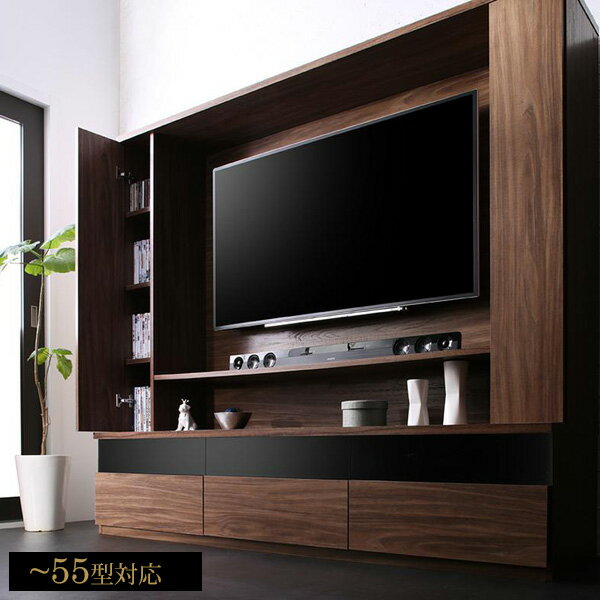【12/1はポイント10倍★】 テレビボード おしゃれ 木製 テレビ台 壁掛け ハイタイプ 大型テレビ対応 55型対応 幅180 テレビボード テレビラック 壁掛けテレビ TV台 棚付き 収納付き 55型 50インチ 50型 北欧 モダン ウォールナット ブラウン dewey netc5