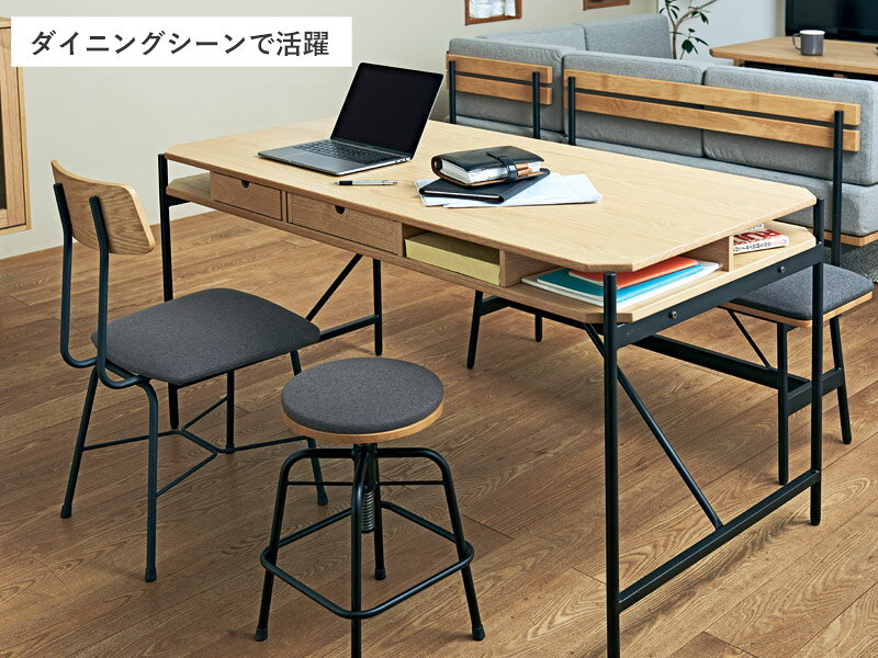 インテリアネット-C5の【先着8%OFFクーポン配布中★】 スツール チェア 丸椅子 1脚 単品 完成品 幅40 高さ調節 イス 腰掛け 回転 ダイニングチェア デスクチェア カフェ おしゃれ 背もたれなし クッション 布 アイアン スチール 黒 北欧 オーク ナチュラル グレー ヴィンテージ 北欧 Netc5｜アングル3