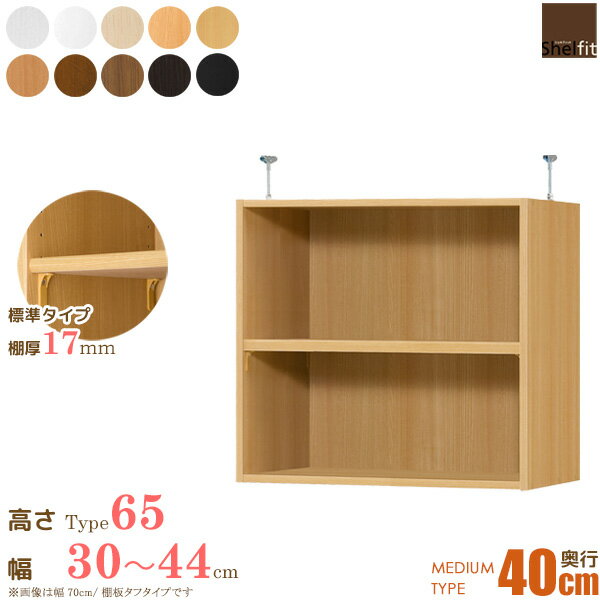 [P10倍] 日本製 エースオーダーメイド 突っ張り棚 Type65 (棚板 標準タイプ／奥行40cm ミディアムディープタイプ／幅30～44cmオーダー) 上置き つっぱり オーダー 本棚 オープンフリー収納 木製 大洋 netc5