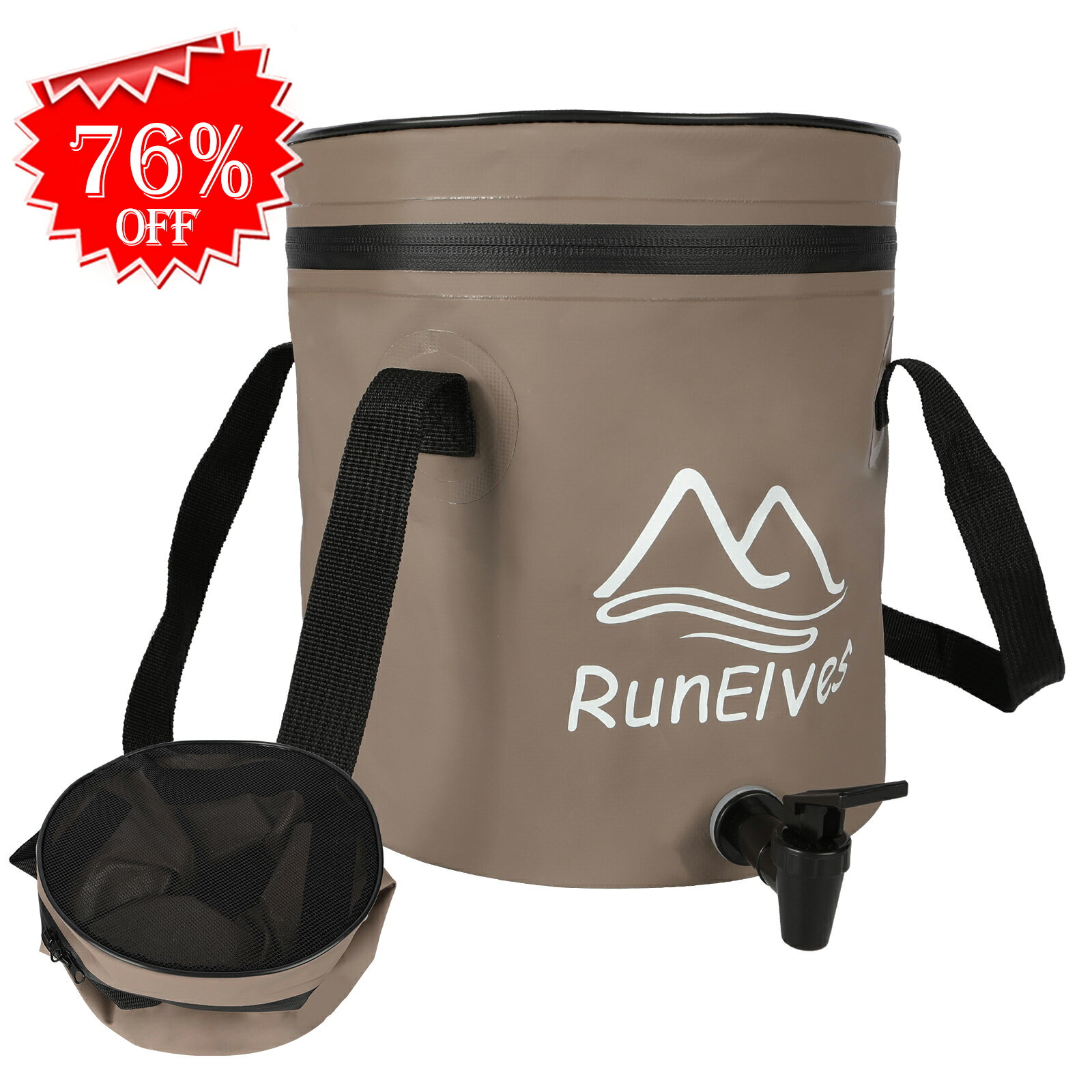 RunElves ウォータージャグ  ウォータータンク 10L 折りたたみバケツ 蛇口付き 折りたたみ式ウォータージャグ スポーツドリンク対応 コンパクト 軽量 自立式 水専用 キャンプ アウトドア ジャグ 小物入れ/洗濯など用 アウトドアバケツ 収納バケツ