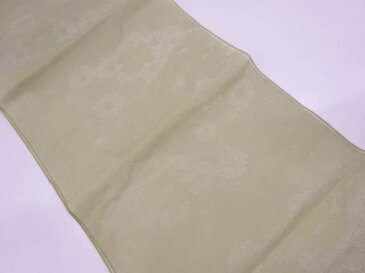 花模様織出し浴衣帯(兵児帯)(日本製)(抹茶)【新品】