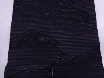 未使用品 絽紗立浪に青海波模様織出し喪服用名古屋帯【リサイクル】【中古】