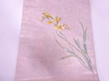 作家物 ちぎり絵草花模様名古屋帯【リサイクル】【中古】