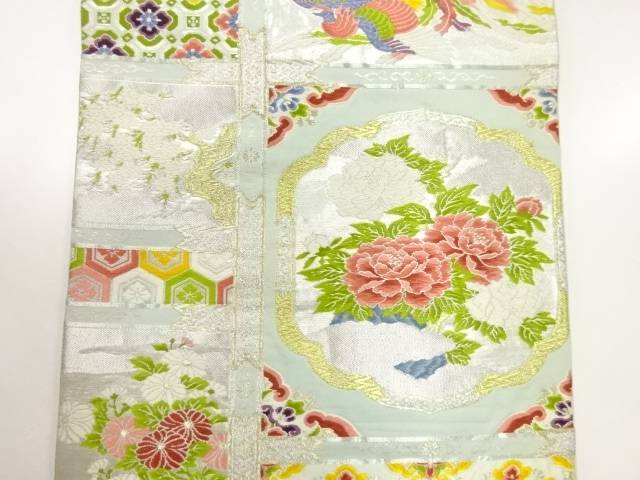 格天井に花鳥模様織出し袋帯【リサイクル】【中古】