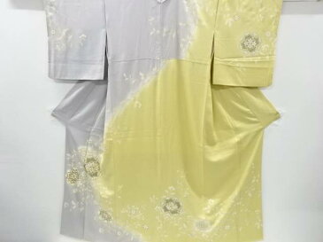 本金 手描友禅 花模様刺繍暈し訪問着【リサイクル】【中古】