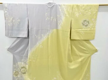 本金 手描友禅 花模様刺繍暈し訪問着【リサイクル】【中古】