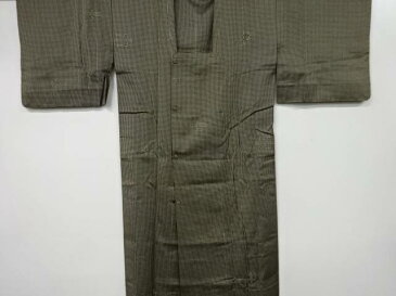 格子に抽象模様織出し雨コート【リサイクル】【中古】