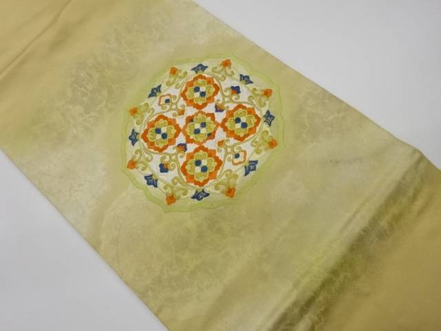 華紋模様織出し名古屋帯【リサイクル】【中古】【着】(prc)