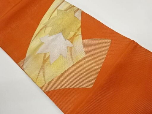 絽地紙に紅葉模様織出し名古屋帯【リサイクル】【中古】【着】(prc) 絽地紙に紅葉模様織出し名古屋帯【リサイクル】【中古】【着】(prc)