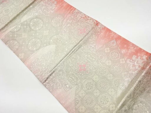 地紙に華紋・花唐草模様織出し袋帯【リサイクル】【中古】【着】(prc) 地紙に華紋・花唐草模様織出し袋帯【リサイクル】【中古】【着】(prc)