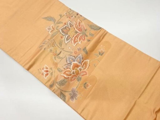 手描き花唐草に鳳凰模様名古屋帯【リサイクル】【中古】【着】(prc) 手描き花唐草に鳳凰模様名古屋帯【リサイクル】【中古】【着】(prc)