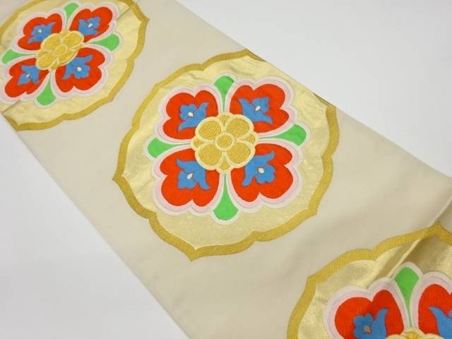 華紋模様織出し袋帯【リサイクル】【中古】【着】(prc)【sp_off】