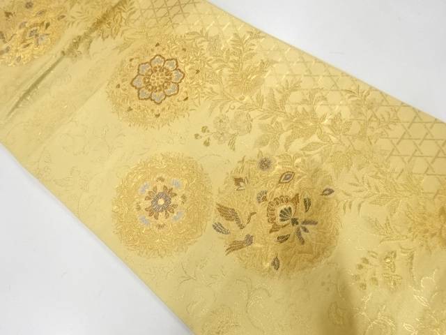 華紋に鳥模様織出し袋帯【リサイクル】【中古】【着】(prc)