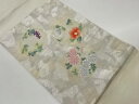 丸文に菊・椿・葡萄唐草模様織出し名古屋帯【リサイクル】【中古】【着】(prc)