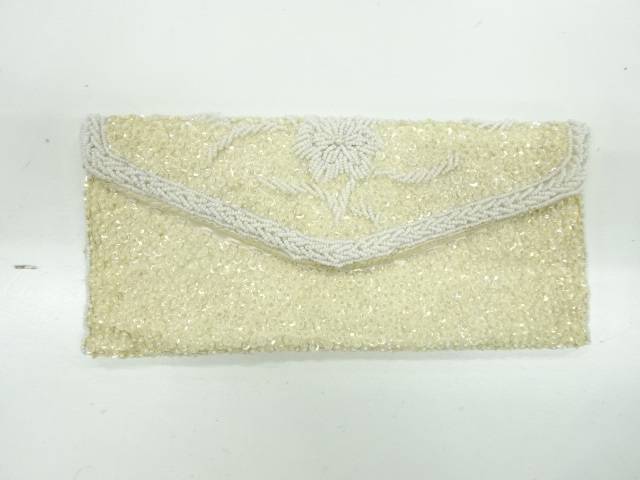 ビーズ・スパンコール花模様クラッチバッグ【アンティーク】【中古】【着】