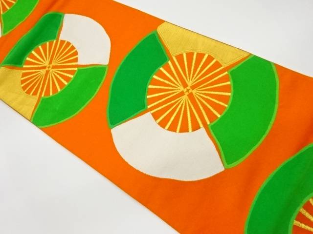 扇模様織出し袋帯【リサイクル】【中古】【着】(prc)