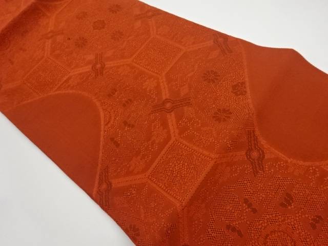 綴れ蜀江文に花唐草模様織出し名古屋帯【リサイクル】【中古】【着】(prc)