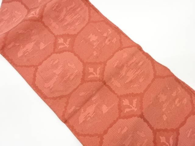 本場筑前博多多角形に抽象動物模様織出し名古屋帯【リサイクル】【中古】【着】(prc)