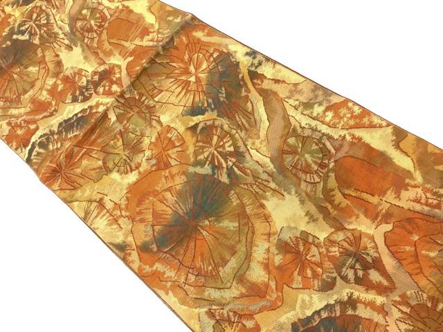 抽象模様織出し名古屋帯【リサイクル】【中古】【着】(prc)