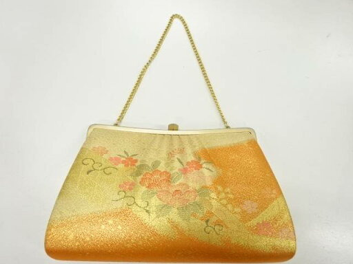 霞に草花模様織出し和装バッグ【リサイクル】【中古】【着】(prc) 霞に草花模様織出し和装バッグ【リサイクル】【中古】【着】(prc)