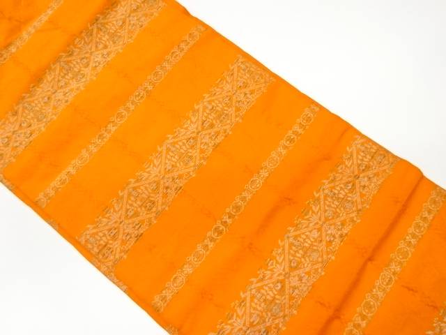 横段に丸紋・菱・花模様織出し名古屋帯【リサイクル】【中古】【着】(prc)