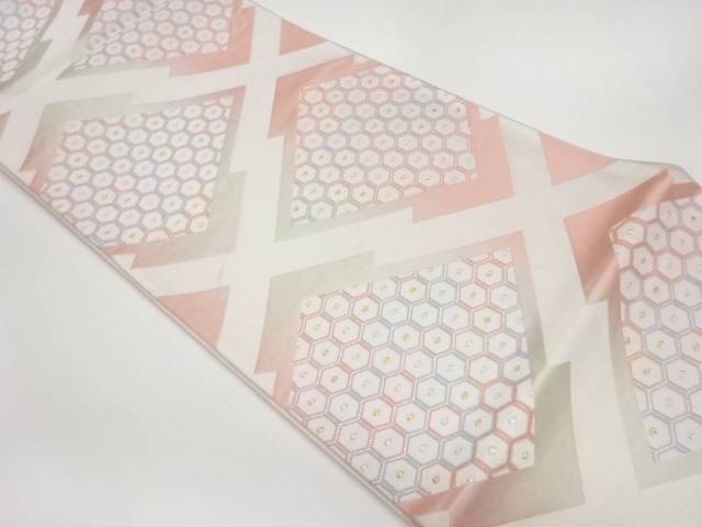 松皮菱に亀甲模様織出しぼかし袋帯【リサイクル】【中古】【着】(prc)