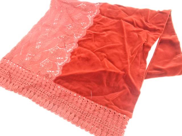 ビロードレース花模様ショール【リサイクル】【中古】【着】(prc)