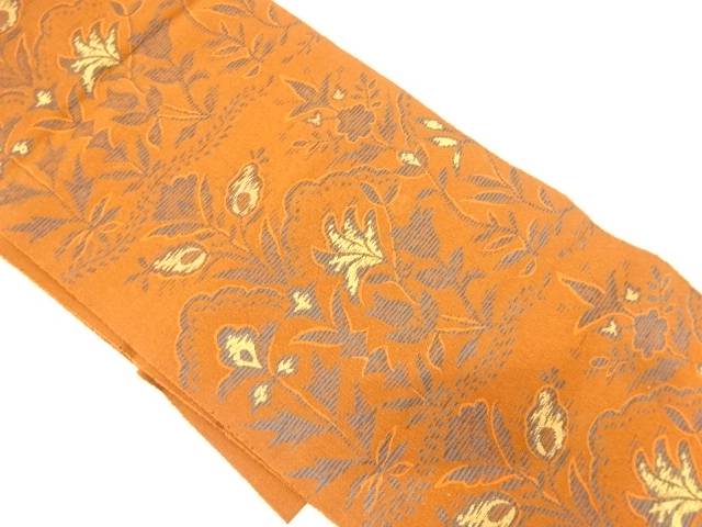 花更紗模様織り出し名古屋帯（着用可）【アンティーク】【中古】【着】(prc)