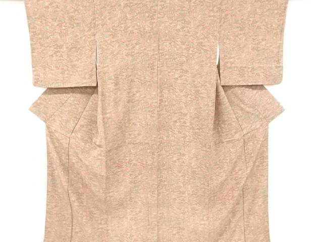 家屋に草花模様小紋着物【リサイクル】【中古】【着】(prc)
