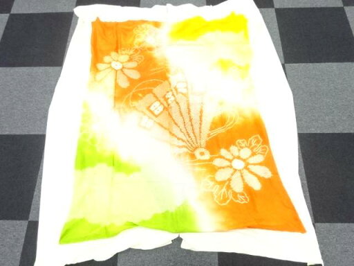 絞り檜扇に花模様布団カバー【アンティーク】【中古】【着】 絞り檜扇に花模様布団カバー【アンティーク】【中古】【着】