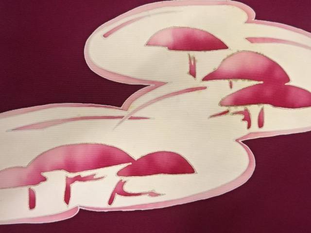 アンティーク　塩瀬抽象松模様名古屋帯【Pnt】