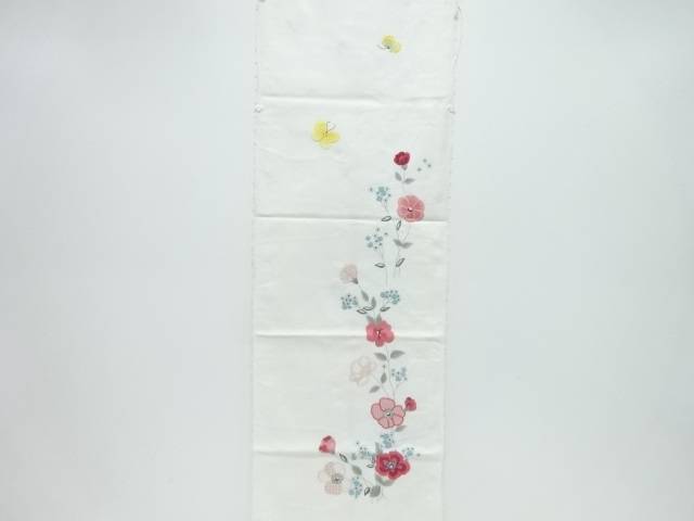 草花に蝶模様刺繍鏡台掛け【アンティーク】【中古】【着】