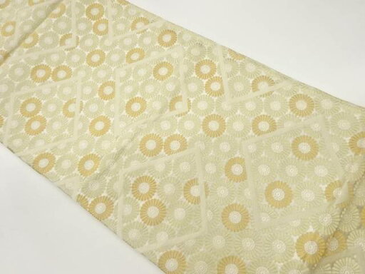 菱に花尽くし模様織出し袋帯【リサイクル】【中古】【着】 菱に花尽くし模様織出し袋帯【リサイクル】【中古】【着】